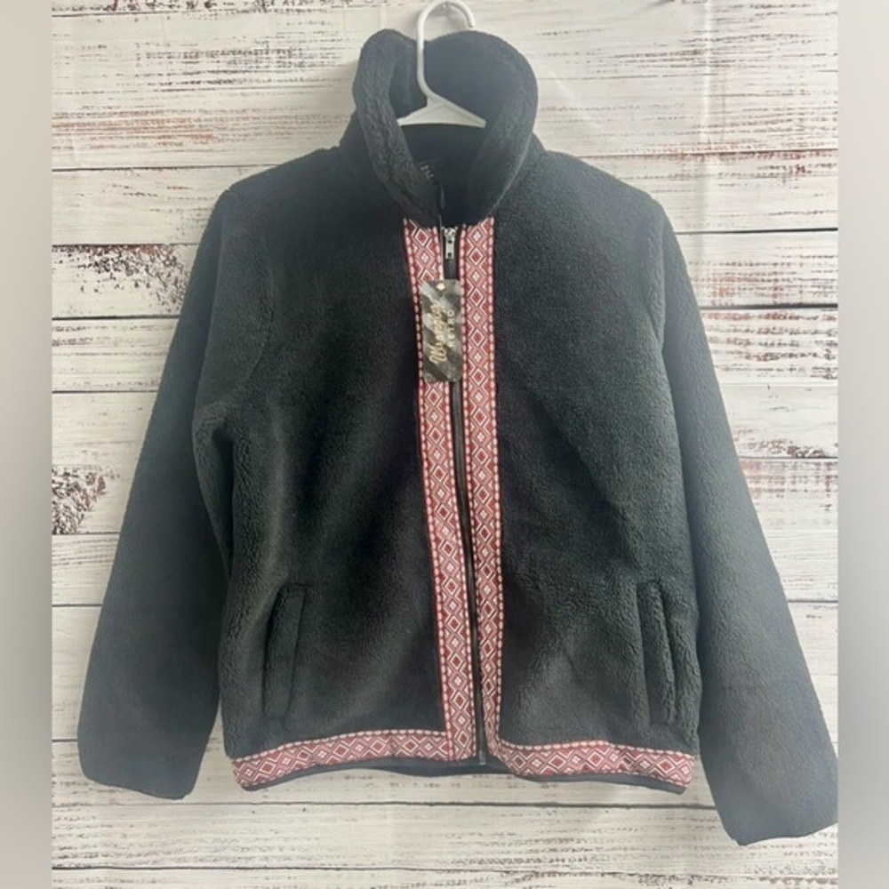 Wrangler Womens Size Small Black Sherpa Retro Roswell Southwestern Aztec Jacket‎